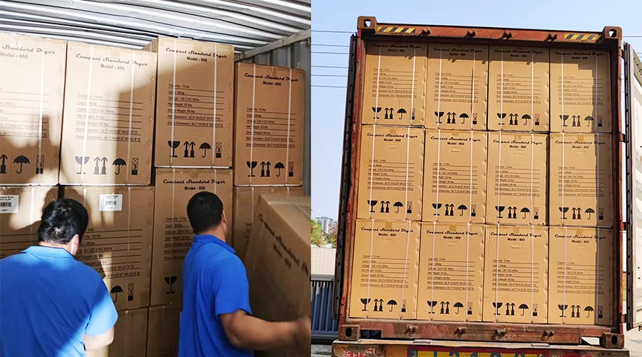 客戶Equator滾筒衣服烘干機(jī)快速裝柜完畢  蓄勢(shì)待發(fā)！