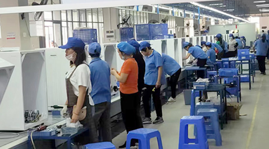 生產(chǎn)實(shí)況！金環(huán)電器開(kāi)展客戶TCL滾筒衣服烘干機(jī)生產(chǎn)